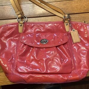 Coach pink patent leather tote
